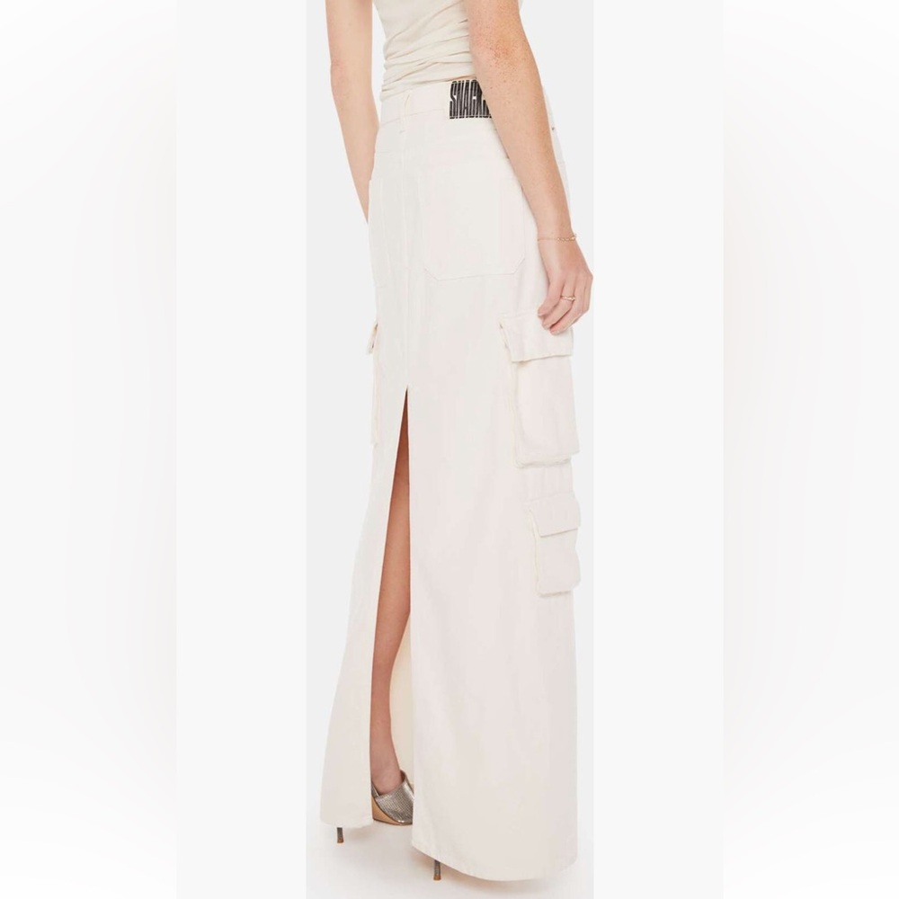 MOTHER Fun Dip Denim Cargo Maxi Skirt White Size 28 (Fits 6) NWT - Picture 13 of 16
